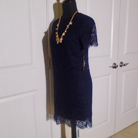 LULUS NWT 'Take Me to Brunch' Navy Lace Shift Dress - Picture 5 of 9